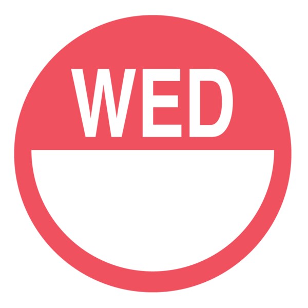 Nevs Dissolvable DaySpots - Wednesday 2" circle White w/Red DDOT-W2W - main